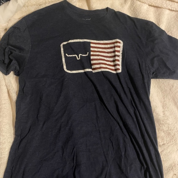 Kimes Ranch Shirts Kimes Ranch Navy Blue Tee Shirt Long Horn Flag